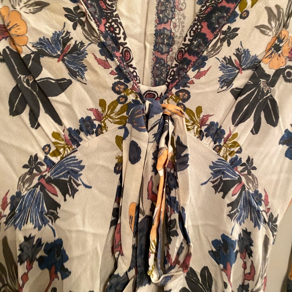 Free People Violet Hill Babydoll Boho Blouse Top - Sz 8 - Picture 5 of 12